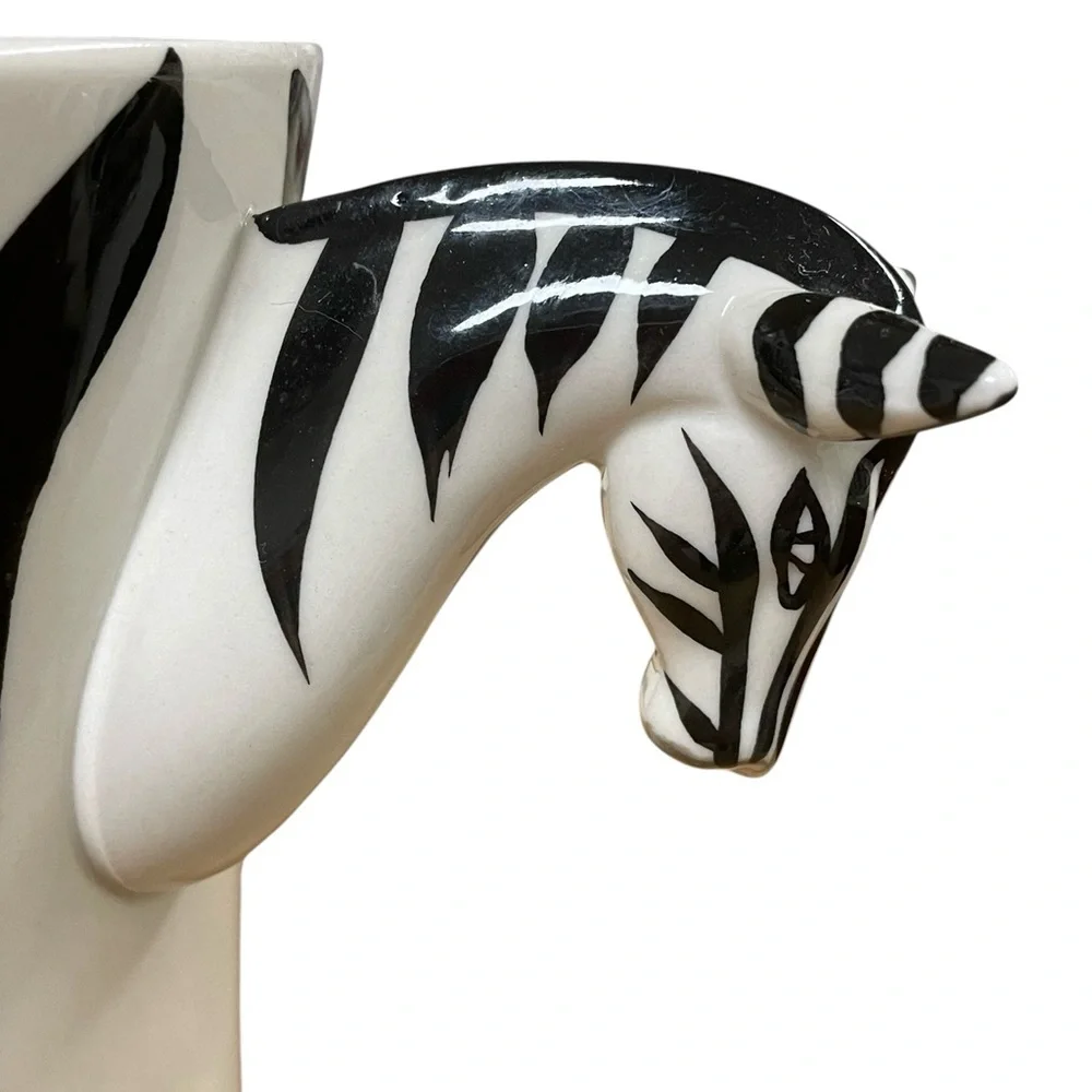 PIER 1 IMPORTS Zebra hand painted ceramic Mugs stoneware
